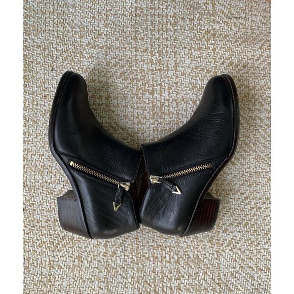 Vionic Booties Jolene Boots Leather Zipper Opening Water Resistant Black 7 - Picture 1 of 10